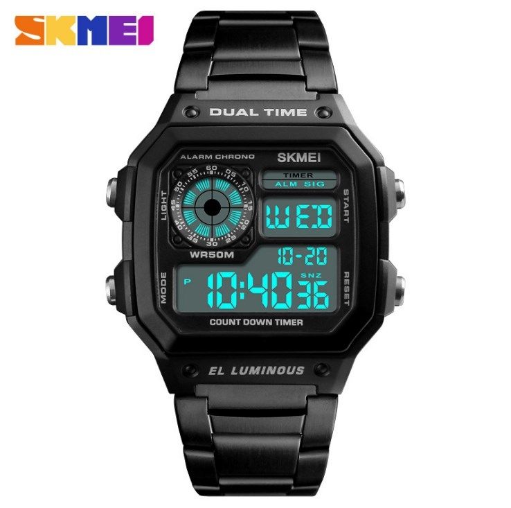 Men Watches Count Down Stainless Steel Fashion Digital Wristwatches