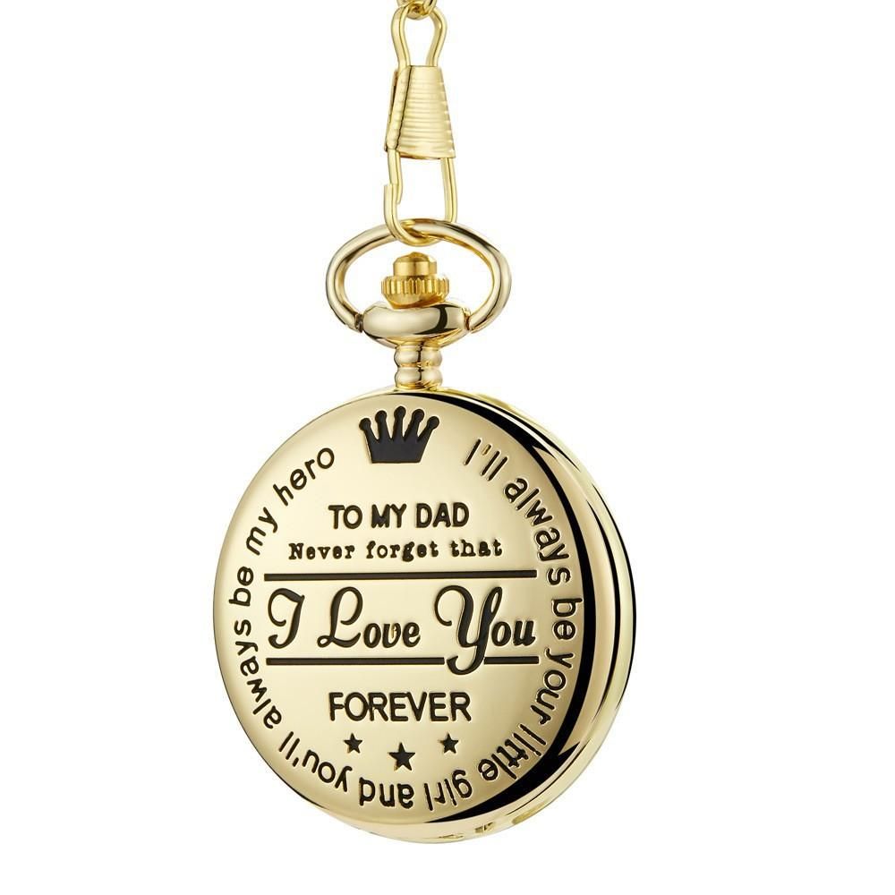 Spot TO MY SON, Husband, GRANDPA carved retro quartz pocket watch pendant retro pocket watch golden dad