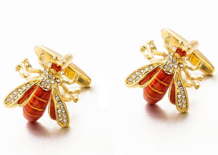 Retro High End Natural Stone Bee Cufflinks