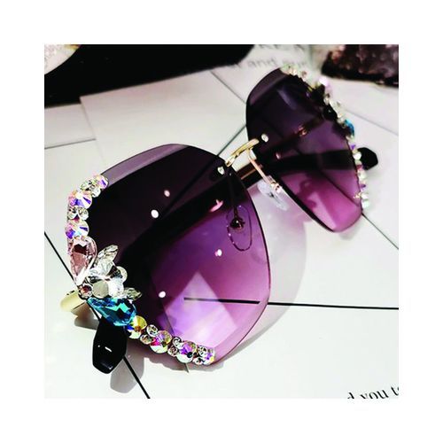 Anti-ultraviolet Sunscreen Round Face  Rhinestone Sunglasses