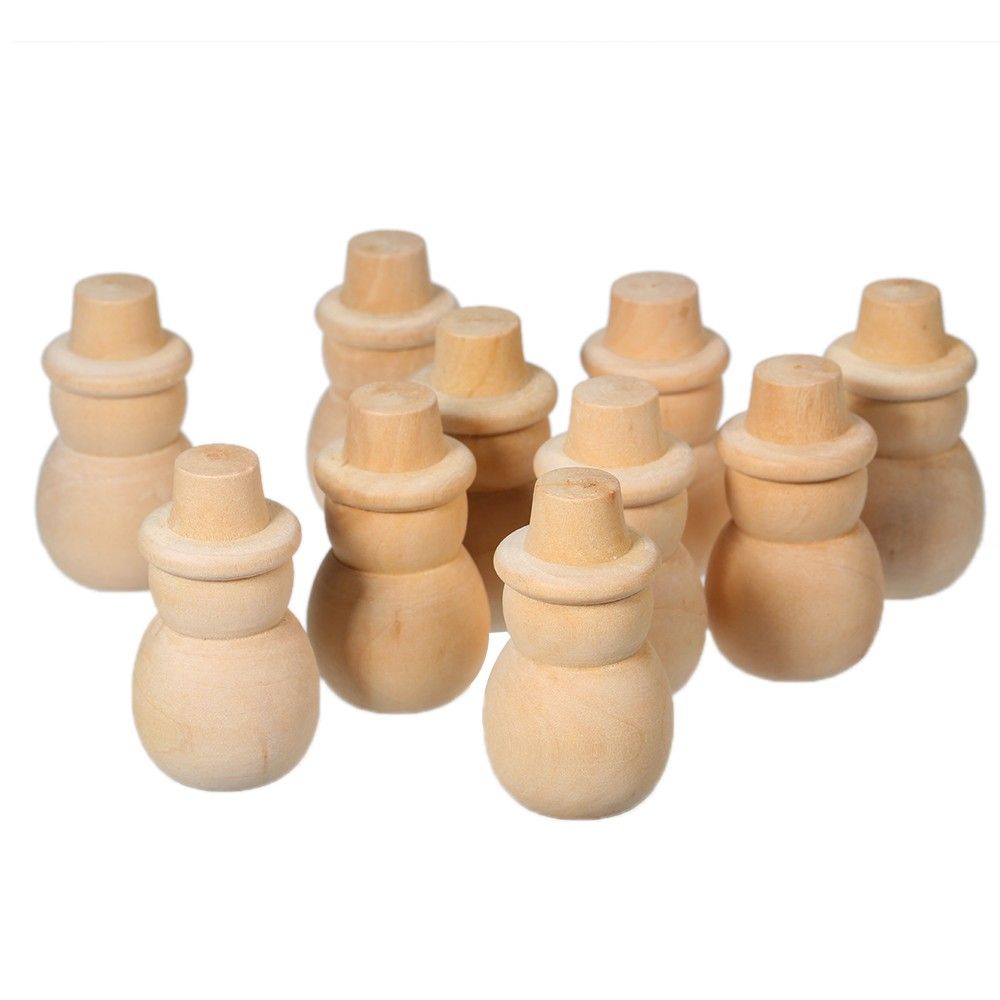 10Pcs Peg Dolls Cake Toppers Unfinished Wood DIY Craft Tree