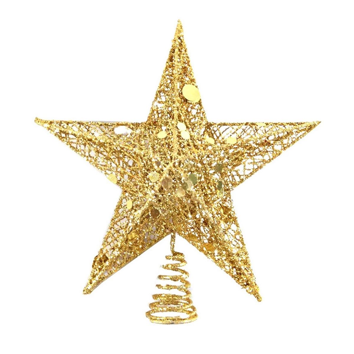 Glittered Christmas Tree Topper Gold Star Treetop Decoration