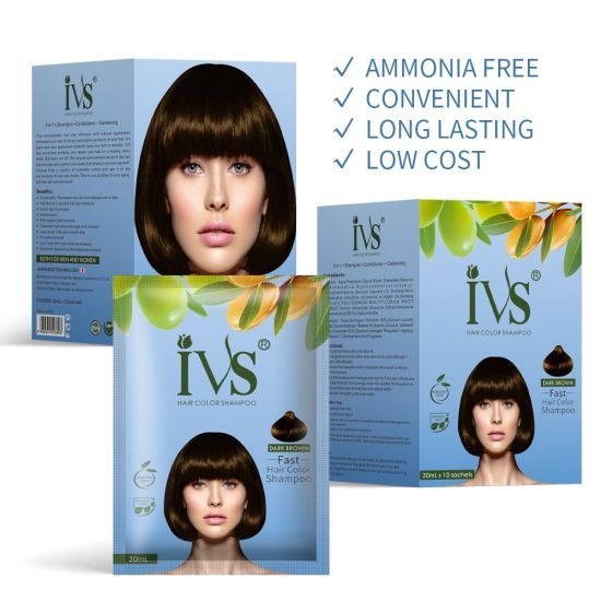 3 In 1 Hair Color Dye Shampoo Black (Shampoo-Conditioner-Darkening) X10 Sachets -BLACK