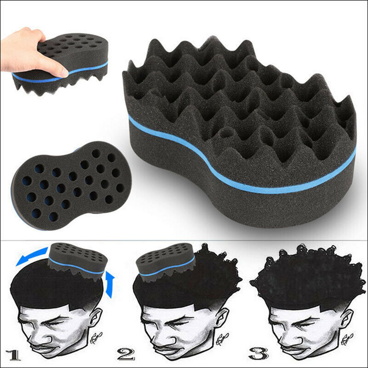 Wave Barber Hair Brush Sponge Tool Curls Coil Braids