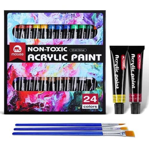 Acrylic Paint Set ( 24 Colours With 3 Brushes)