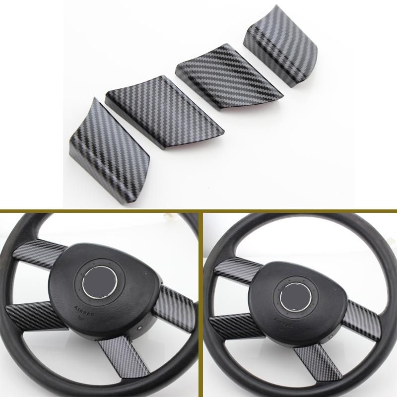 4 ps/set carbon fiber automobile steering wheel cover decorative stickers are suitable for VW Volkswagen Polo 2004-2007