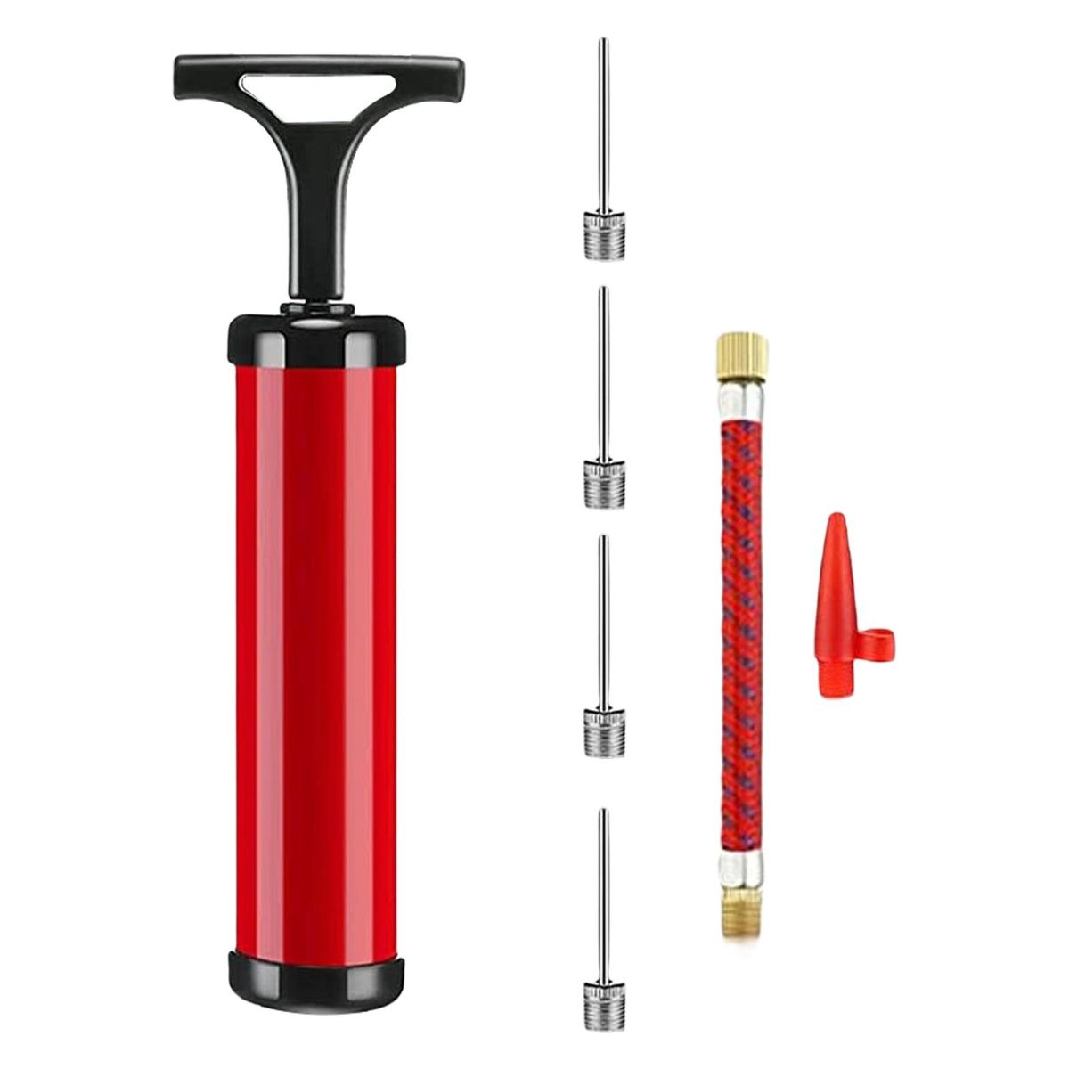 1 Set Ball Inflator Soccer Basketball Hand Tool Red