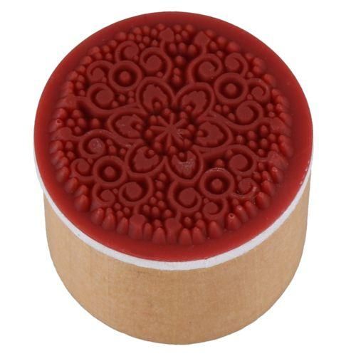 1PCS Vintage Floral Flower Round Wooden Rubber