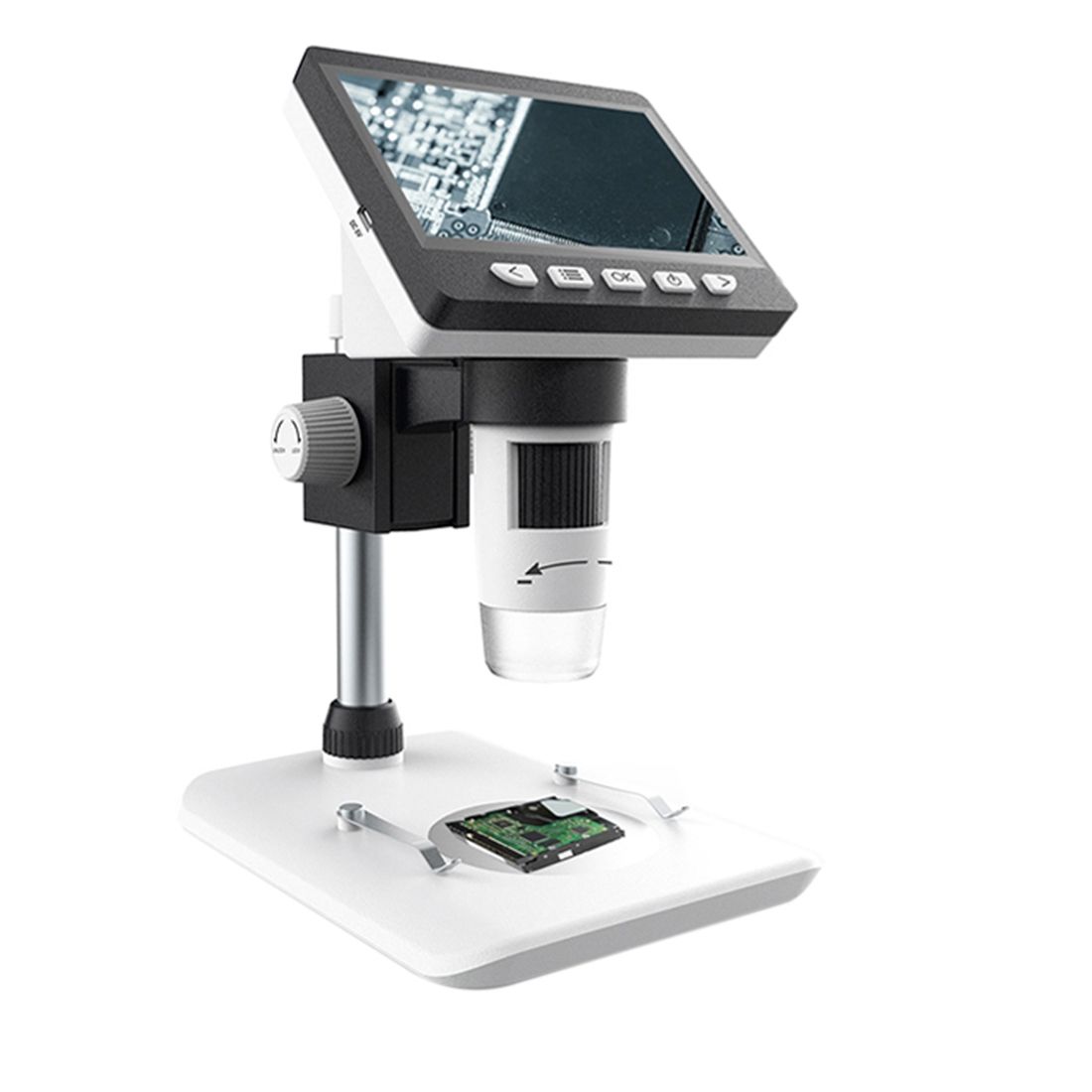 50X-1000X 1080P Portable Electronic Digital Desktop Microscope With LED Light, Support Micro SD Card (32GB Max) (White)
