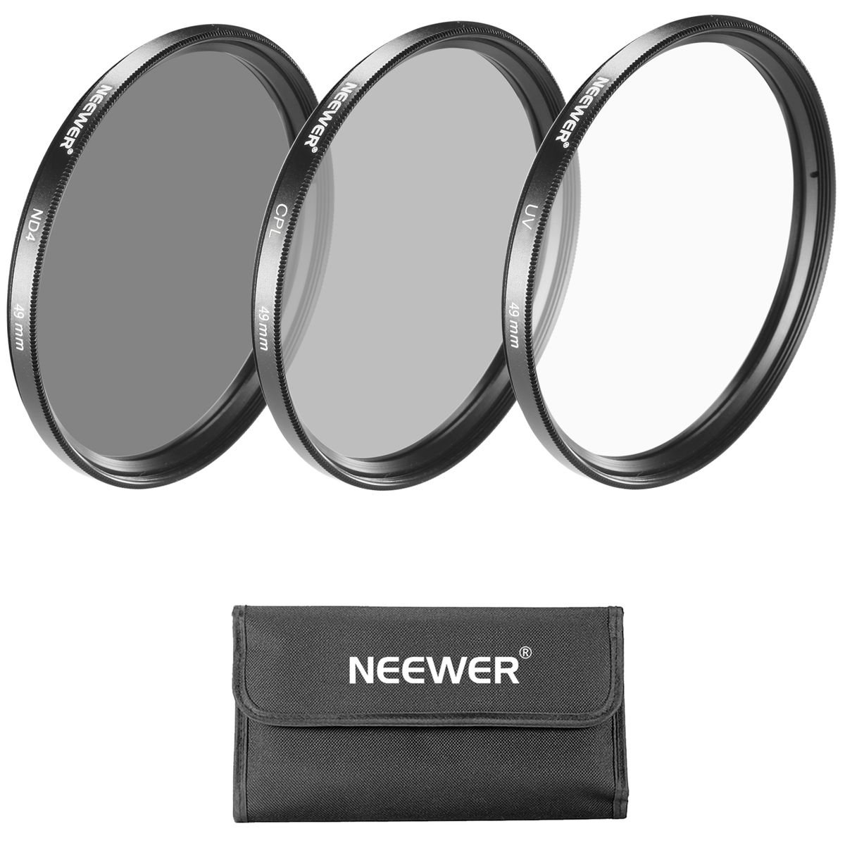 49MM Lens Filter Kit:UV Filter+CPL Filter+ND4 Filter+Filter Pouch+Cleaning Cloth For Sony Alpha NEX Cameras With 18-55MM,55-210MM,50MM,16MM,30MM Lenses And Canon EF 50MM F/.1.8 STM Lens