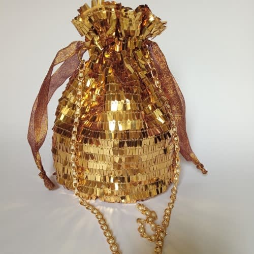 Gold Drawstring Purse