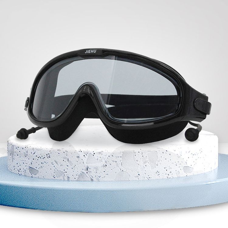 JIEHU JH8208DMJS Large Frame Waterproof And Anti-fog High-definition Eye Protection Swimming Goggles(Smoke Black)
