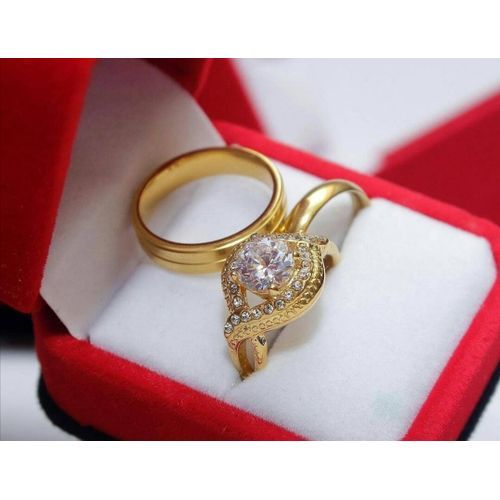 Rommanel 18 Karat Gold Plated Couple Wedding Set