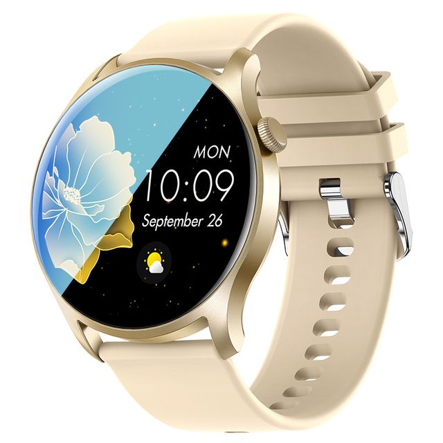 Round Women Smart Watch Full Touch Screen Sports Fitness Tracker IP67 Waterproof Women's Smartwatch Men For Android IOS(#gold)