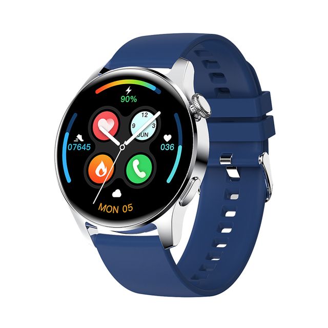 For HUAWEI Smart Watch Men Waterproof Sport Fitness Tracker Weather Display Bluetooth Call Smartwatch For Android IOS(#Silver Blue)