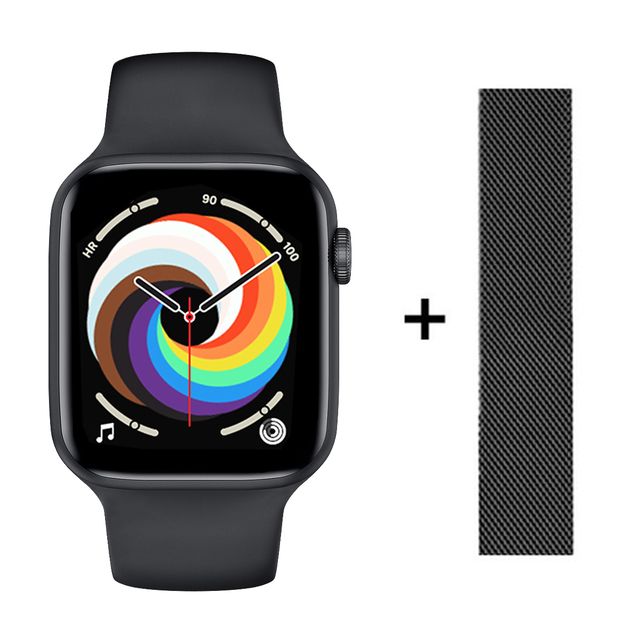 IWO13 Smart Watch T500 Sport Smart Watch 7 Women Men Put Photo Bluetooth Phone Call Waterproof HeartRate PK IWO14 X8MAX W27(#Black Milan)