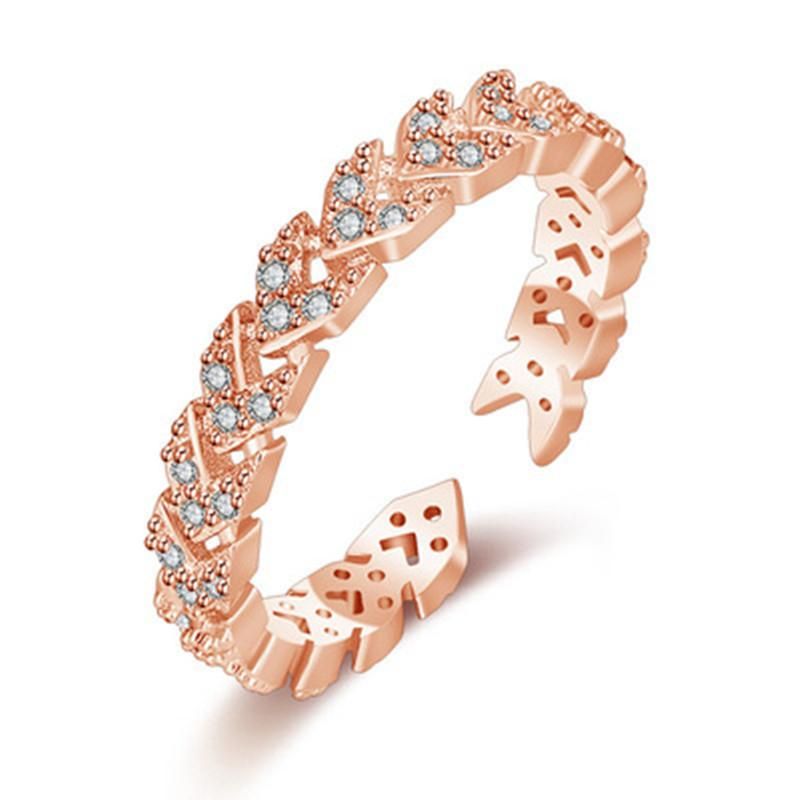 Girls ring simple inlaid triangular zircon ring can open tail ring ring