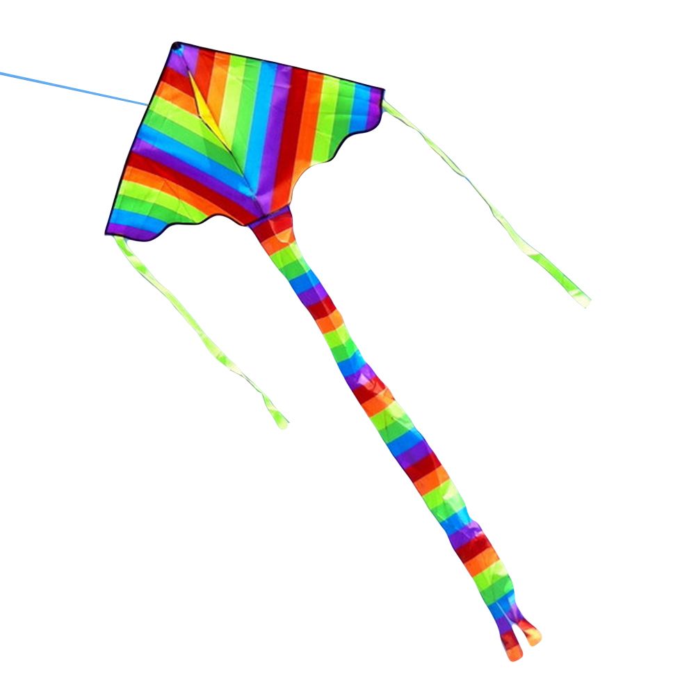 Rainbow Long Tail Triangle Flying Kite With 50m Handle Line-