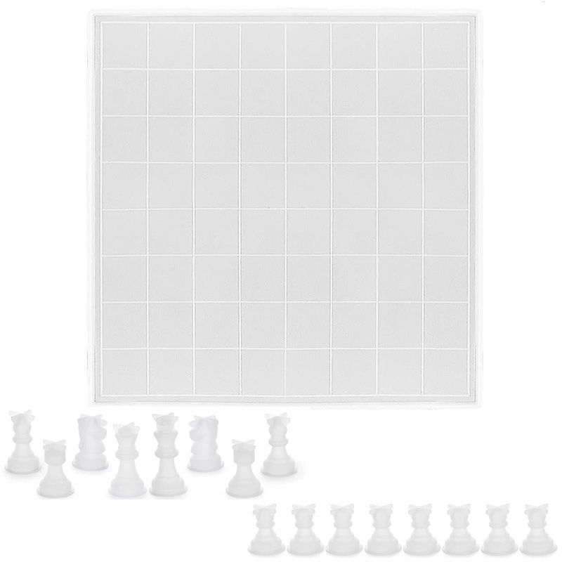 Chess Resin Molds Kit Chess Pieces Crystal Epoxy Casting Silicone Mold DIY Checker Board Mould For Family Party Table Games