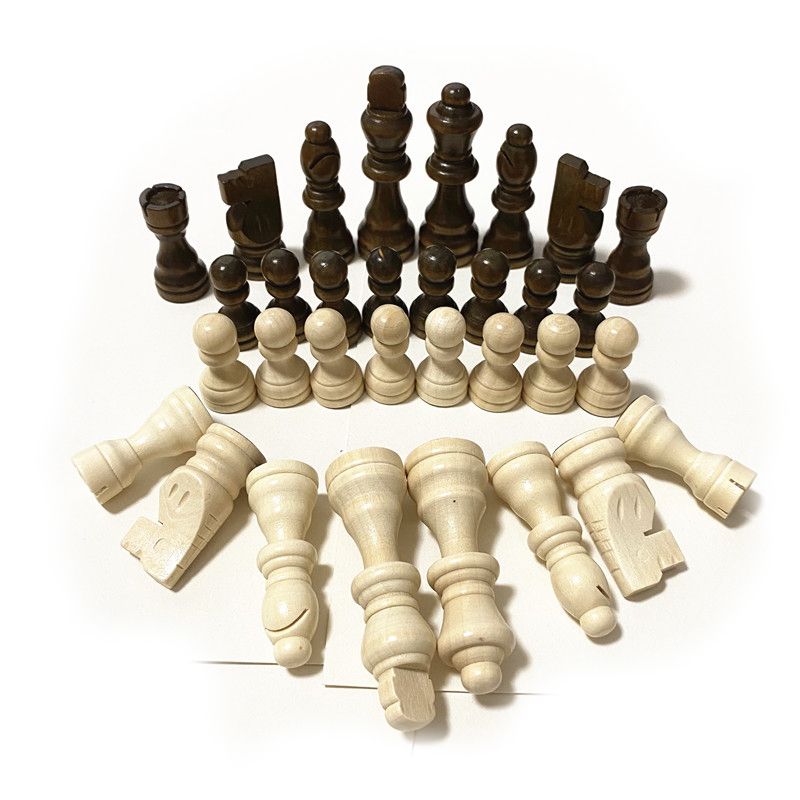 1 Set=32 Pieces High Quality 3 Inch  Solid Wood Chess Pieces Wooden Chessman Accessoies