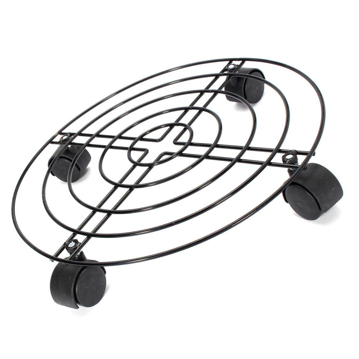 3Pcs Garden Plant Pot Round Wheels Mover Trolley Caddy Garden Plate Metal Stand 40cm