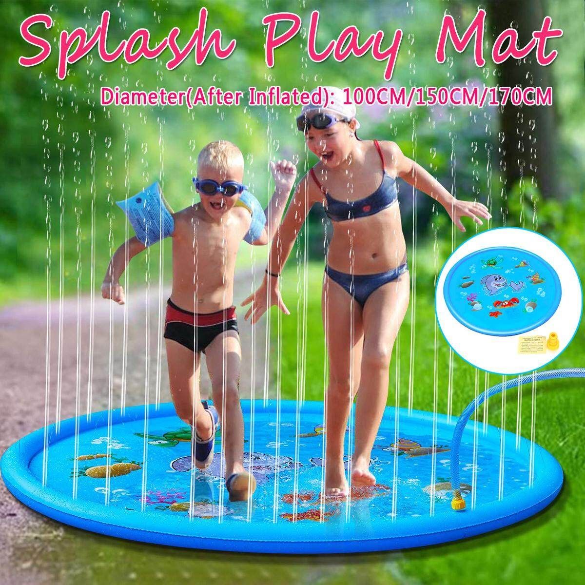 PVC Sprinkle And Splash Play Mat Toy Perfect Inflatable Outdoor Sprinkler Pad Blue