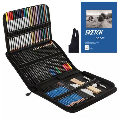 74-Piece Professional Drawing Pencils And Sketch Set