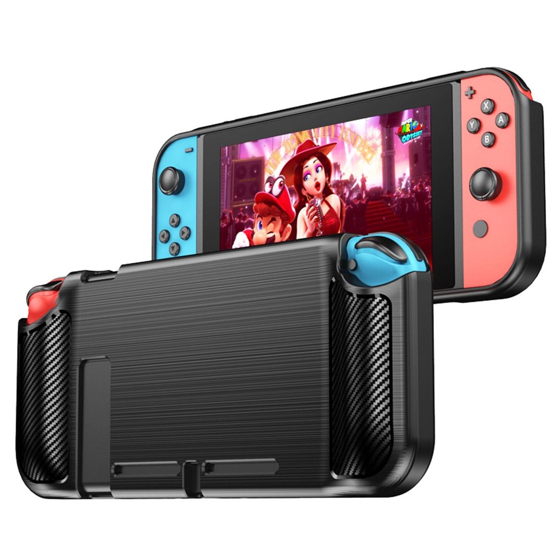 For Nintendo Switch Brushed Texture Carbon Fiber TPU Case