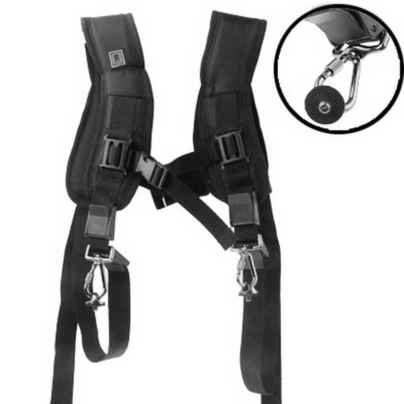Safe & Fast Quick Double Shoulder Belt Strap For 2 Cameras DSLR (QS-B 1/4(Black)
