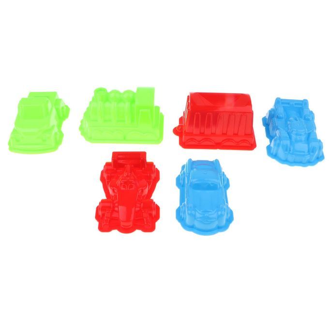 Pack Of 6  Colored Diecast Vehicle Sand Molds For Kids Outdoor