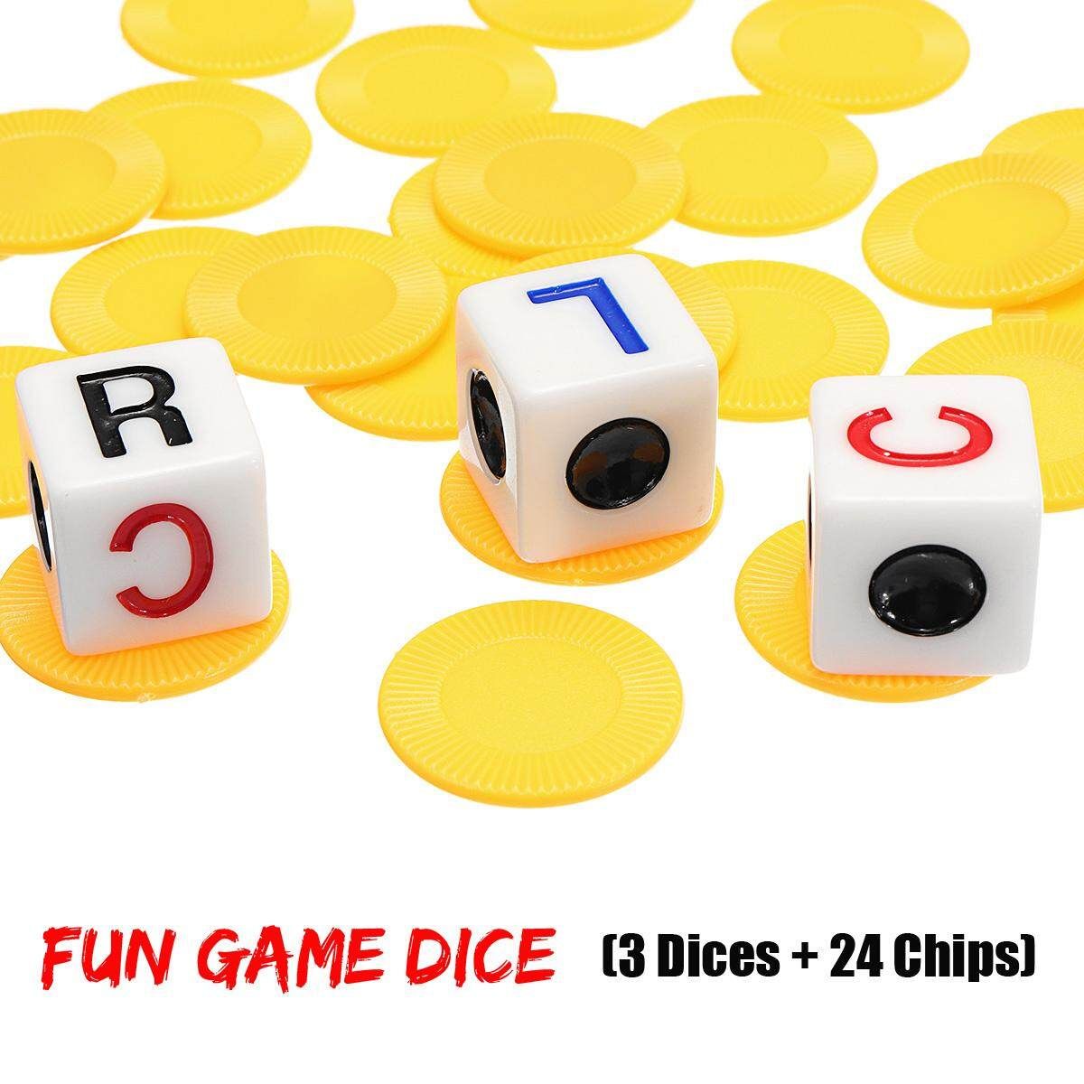 Left Center Right 3 Dices 24 Chips Tube Party Game Adult Children Intelligen Toy