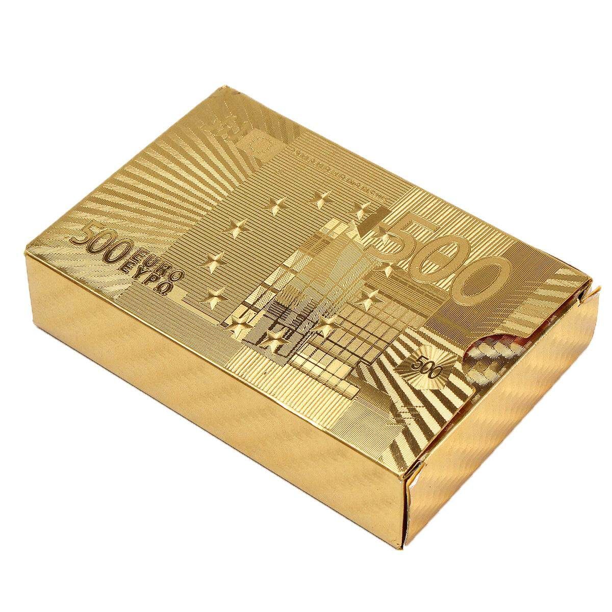 2PCS €500 EUR Gold Edition Golden Playing Cards Deck Magic Card Plastic Gold Foil Plated Poker Cards Waterproof