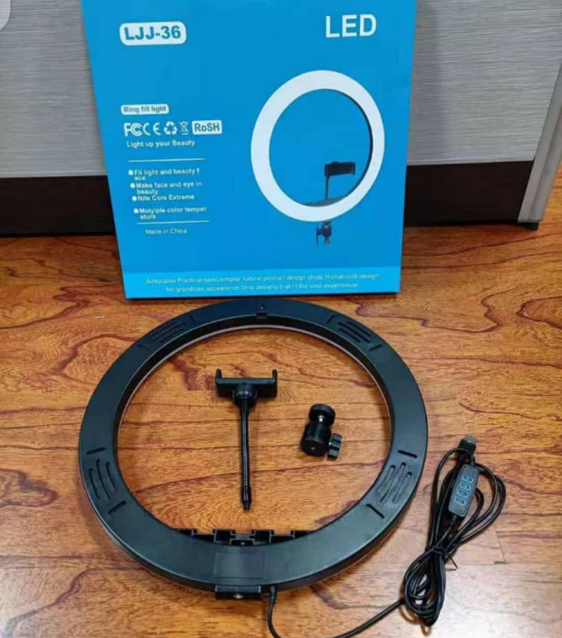 14 Inches Ring Fill Light With Tripod Stand And 3 Phone Holder.