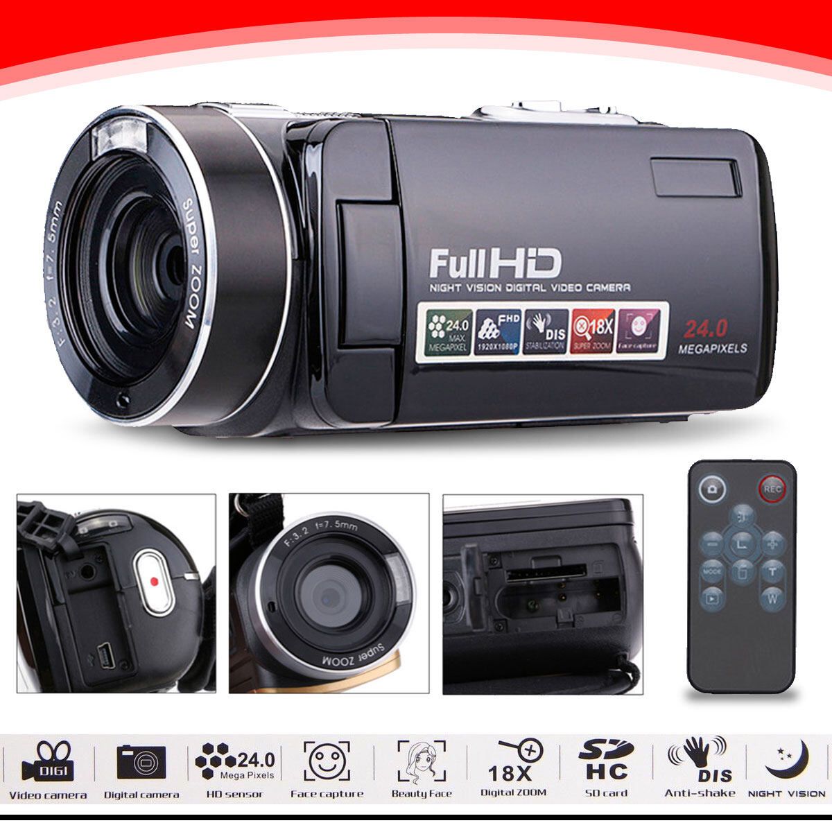 24MP HD 1080P 18X 3.0