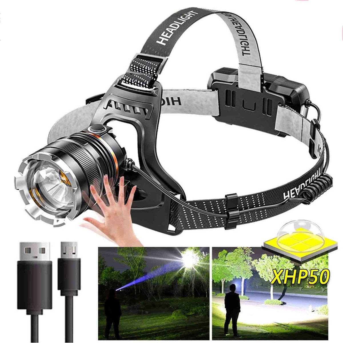 Charging LED Headlight Sports Sensor Headlamp With USB Port