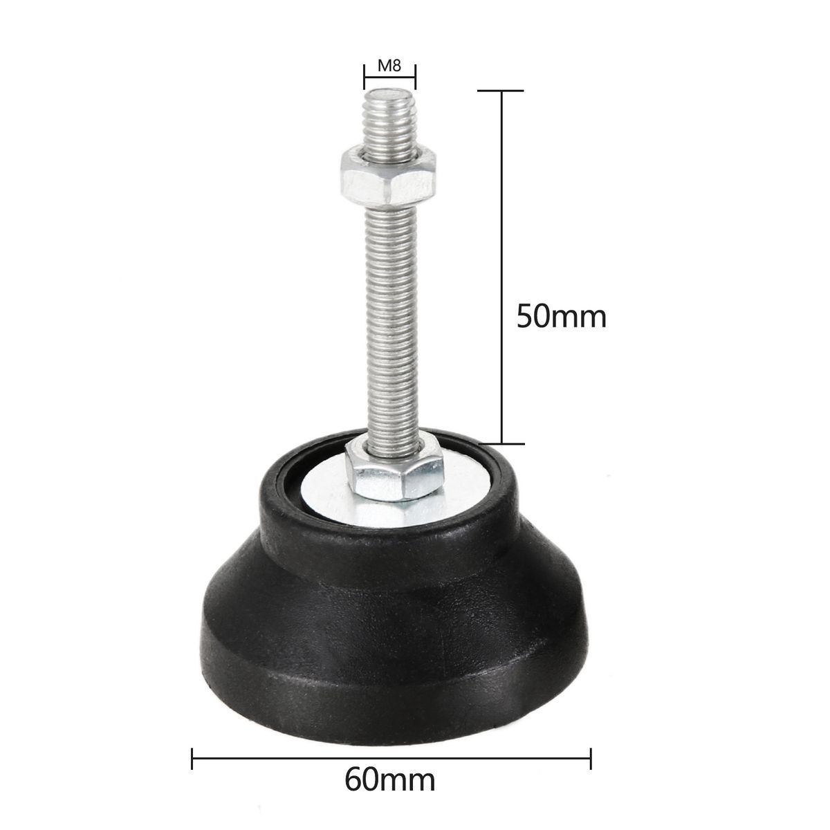 Adjustable Levelling Feet Swivel Base Furniture Glide Pad Adjusting Foot M8 M10 M12 M14 M16 Threaded Screw In Height 2/1 PC-60XM8X50(DXMXH) 2pcs