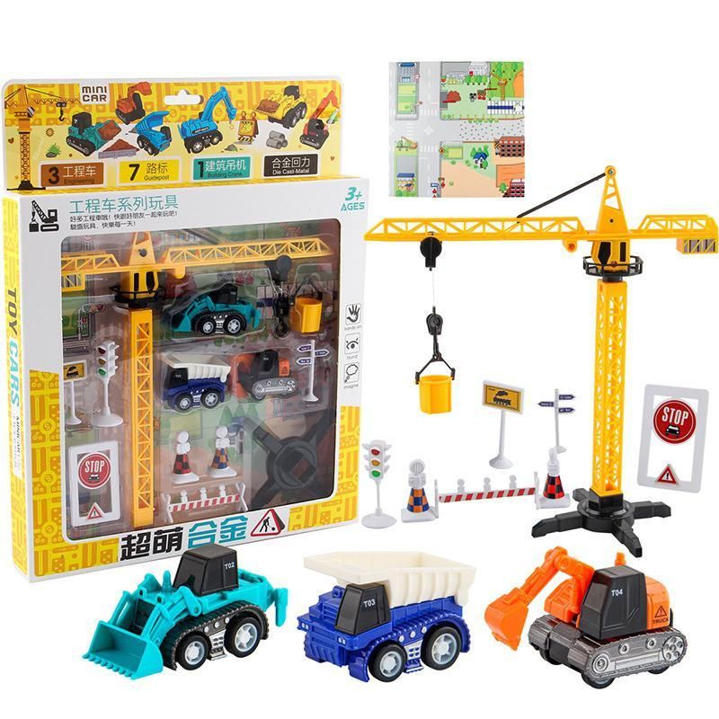 Simulate Model Car Fire Brigade Ladder Lifting Dismounting Excavator TruCrane Toy for Kids Boys