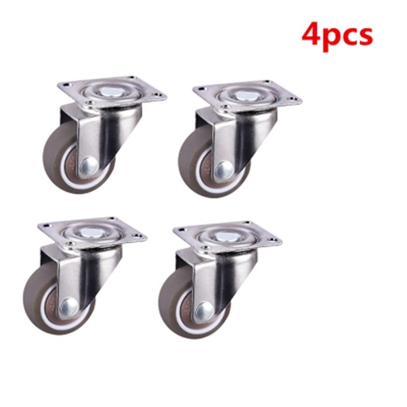 StyleB-4pcs Furniture Casters Wheels Soft Rubber Swivel Caster Silver Roller Wheel For Platform Trolley Chair Household Accessori