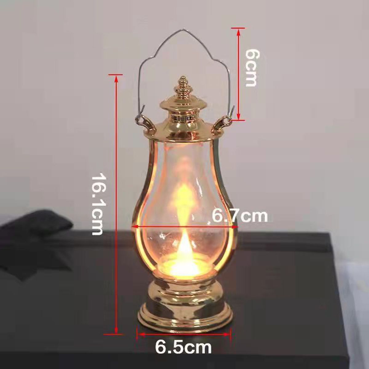 Electronic Candle Light Hanging LED Lantern Lamp Rose Gold