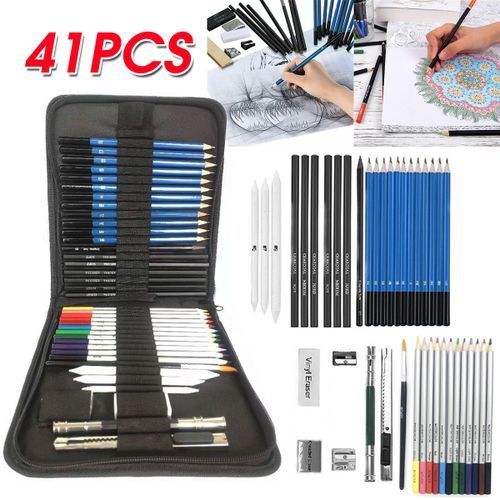 41Pcs Colouring Sketch Pencils Set Artist Oil Bas Multicolor