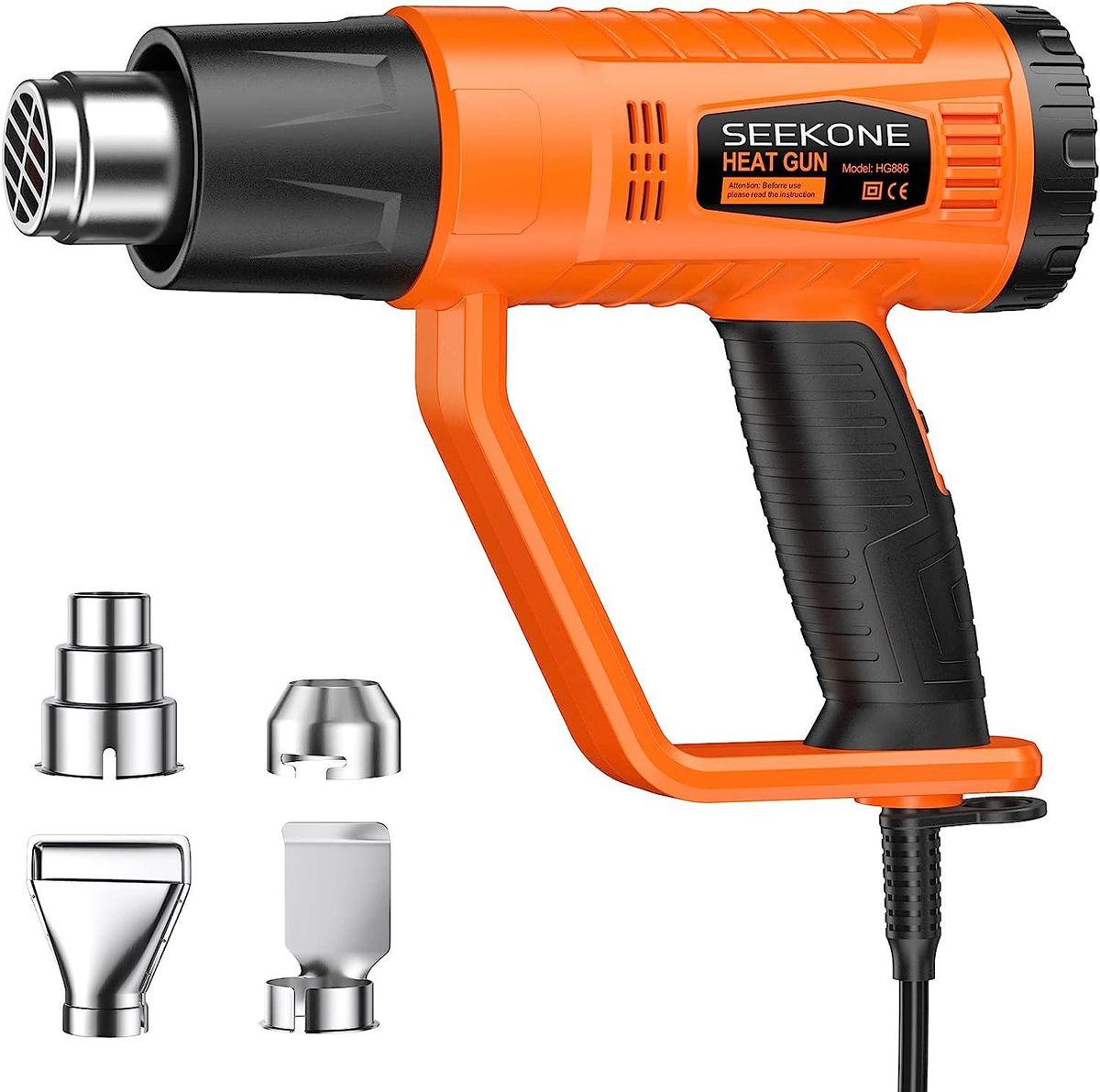 Heat Gun, 2000W Professional Heavy Duty Hot Air Gun Kit 400 Celsius & 600 Celsius Dual-Temperature Settings with Flame Retardant Protective Cover, 4 Nozzles for Crafts, Shrinking PVC