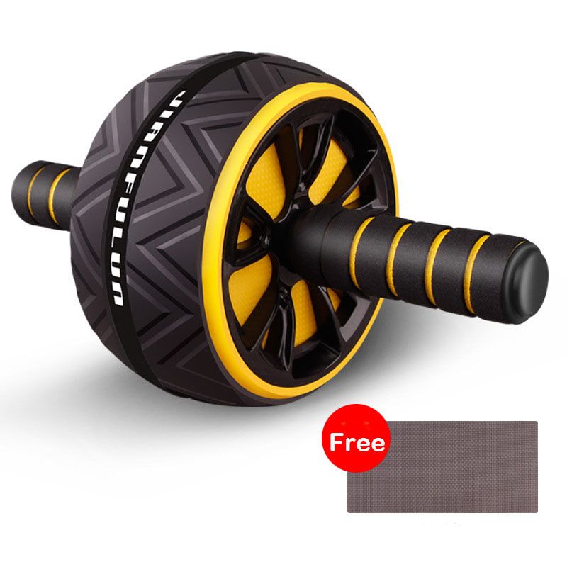 ABS Abdominal Roller Exercise Wheel Mute Ab Roller Arms Back Belly Core Trainer Body-Yellow