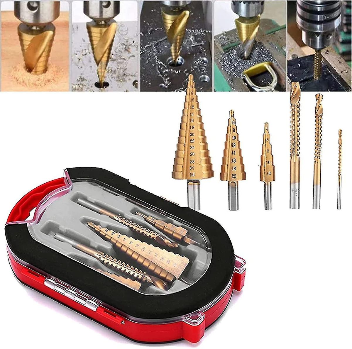 6Pcs Titanium Reaming Pagoda Saw Tooth Set /Drill Bits