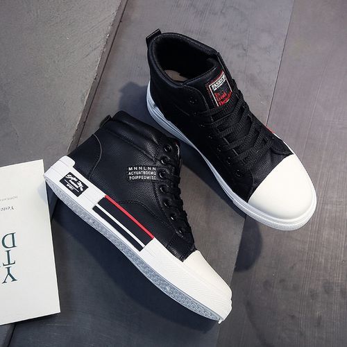 Men's PU Leather Cool Boots Shoes-Black