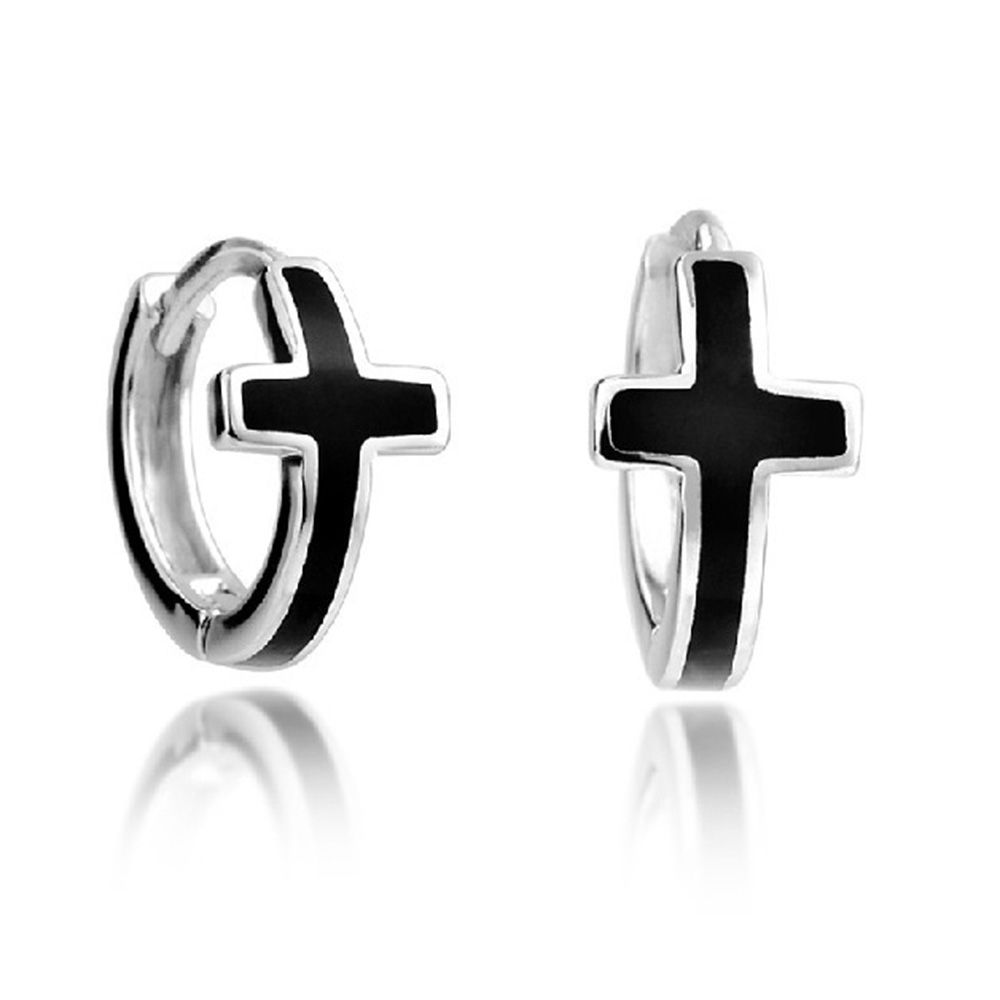 Ear Buckle Black Cross Epoxy Earrings Couple Gift Jewelry