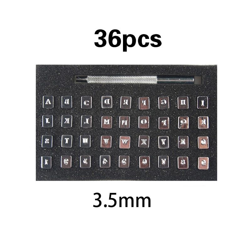 36pcs/set  DIY Leather Seal Steel Alphabet Number Stamp Printing Mold Engraving Punch Craft Tool 3.5/6.5mm