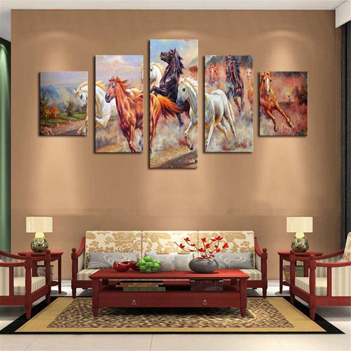 5Pcs Horses Wall Canvas Living Room Art Print Picture Decor Unframed