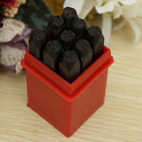 9pcs Numbers Steel Punch Stamp Die Set Metal Tool 3/4/5/6/8/10/12.5mm