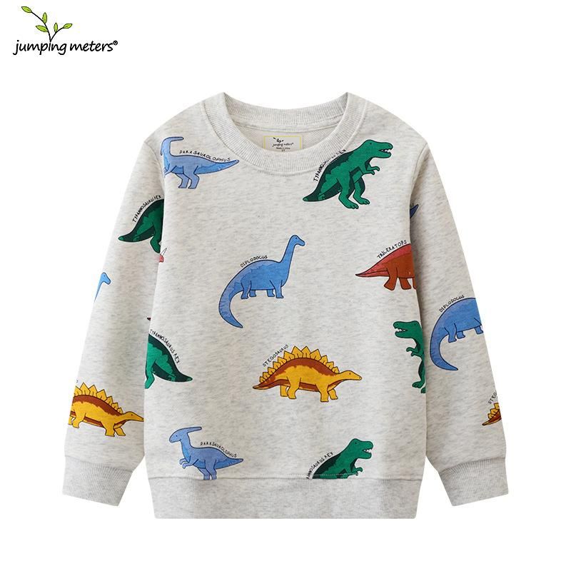 Boys Sweatshirt Long Sleeve Dinosaur Pattern Cartoon Sweatshirt White