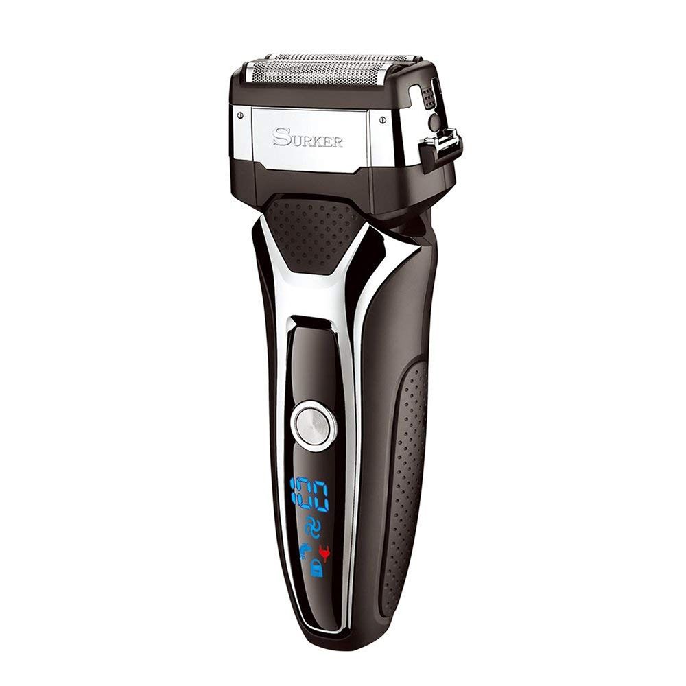 Surker LCD Digital Electric Razor Reciprocating Intelligent Men's Washable Rechargeable Razor